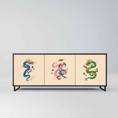 Credenza MITOLOGICA CREATURES a 3 ante in finitura nera