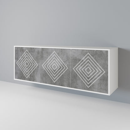 POLYGONAL ARTISTRY Madia a 3 Ante in Finitura Bianca