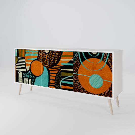 GEODE GLIMMER 3-Door Sideboard in White Finish