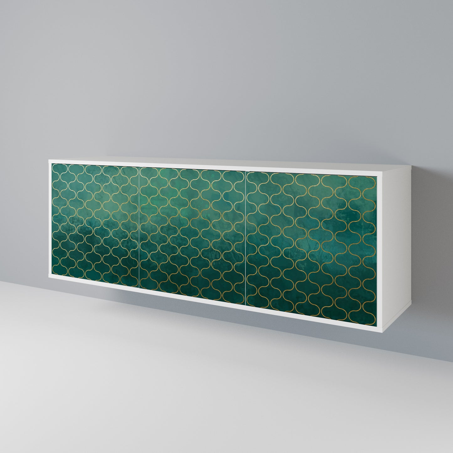 TESSELATED GREENERY Madia a 3 Ante in Finitura Bianca