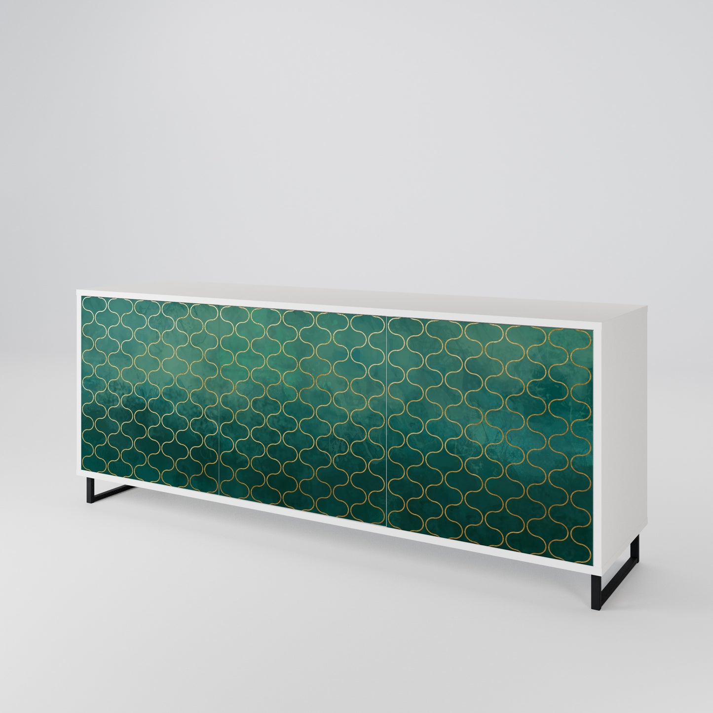 TESSELATED GREENERY Madia a 3 Ante in Finitura Bianca