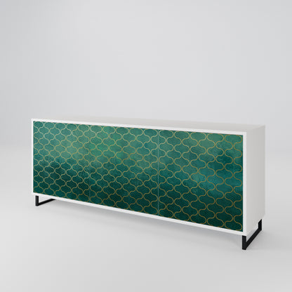 TESSELATED GREENERY Madia a 3 Ante in Finitura Bianca