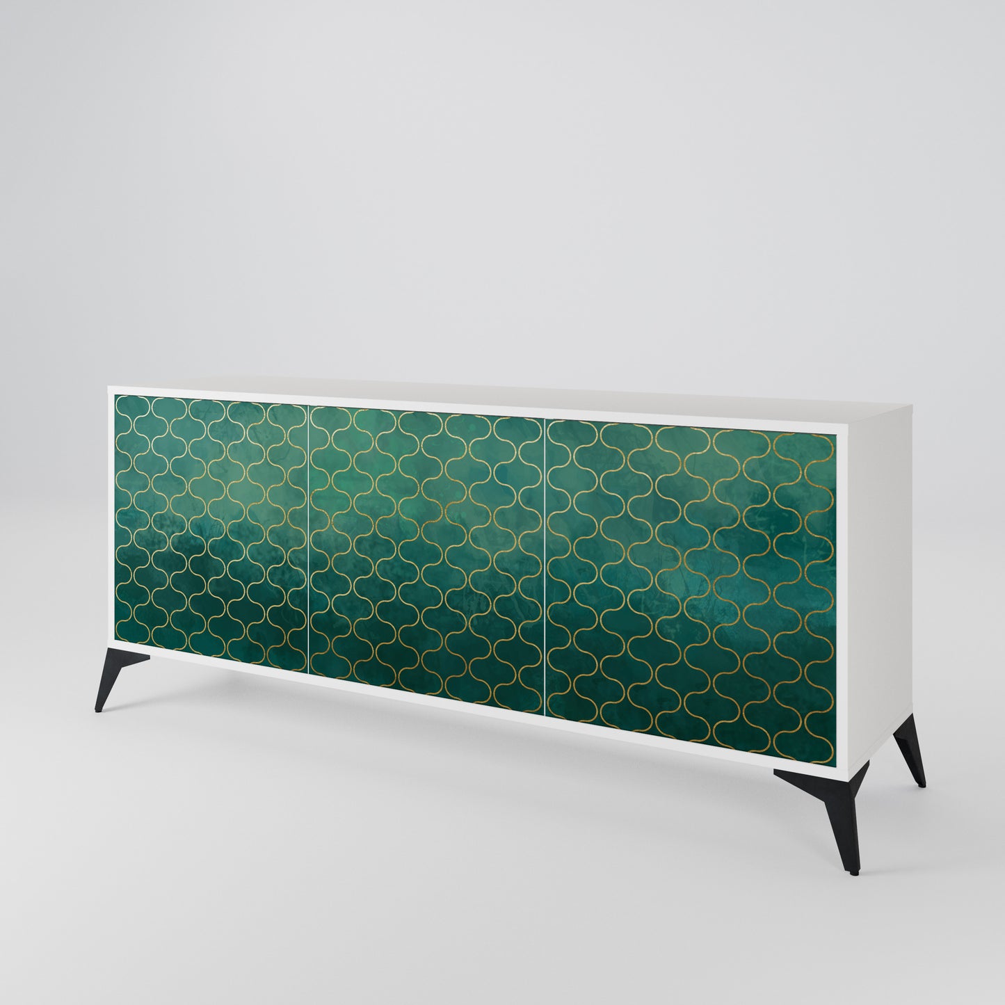TESSELATED GREENERY Madia a 3 Ante in Finitura Bianca