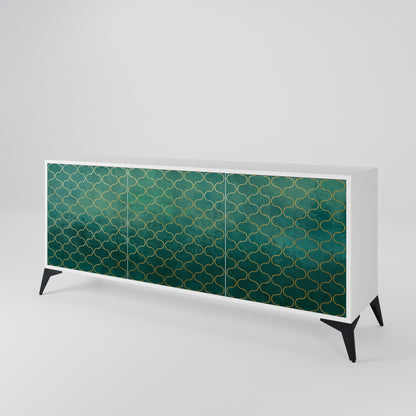 TESSELATED GREENERY Madia a 3 Ante in Finitura Bianca