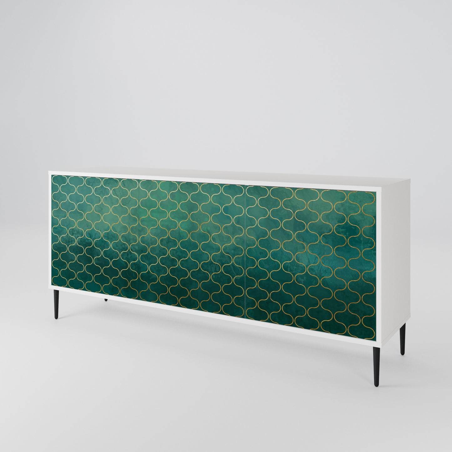 TESSELATED GREENERY Madia a 3 Ante in Finitura Bianca