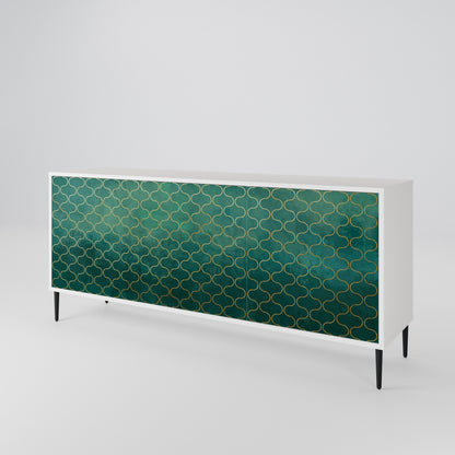 TESSELATED GREENERY Madia a 3 Ante in Finitura Bianca