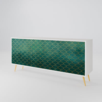 TESSELATED GREENERY Madia a 3 Ante in Finitura Bianca