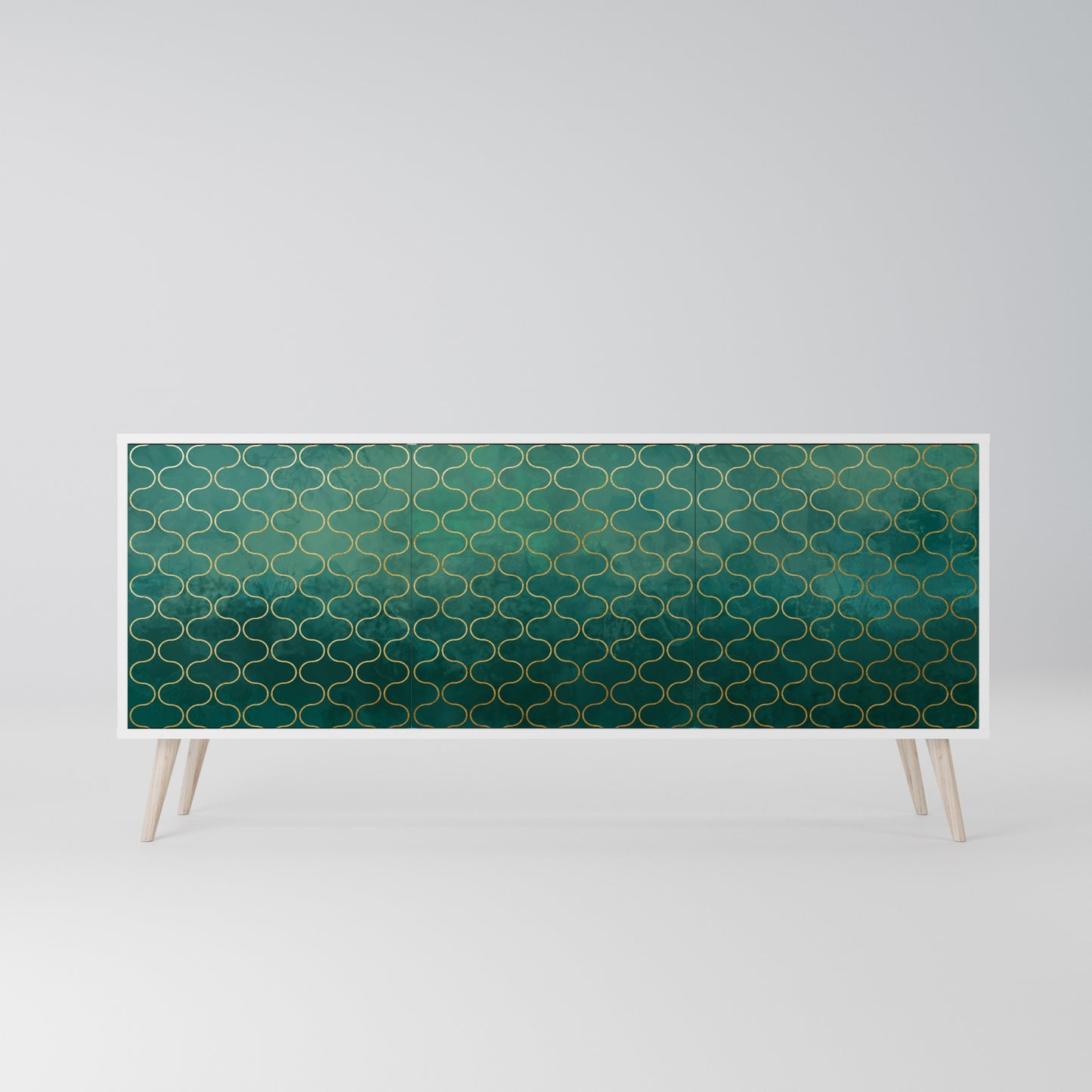 TESSELATED GREENERY Madia a 3 Ante in Finitura Bianca