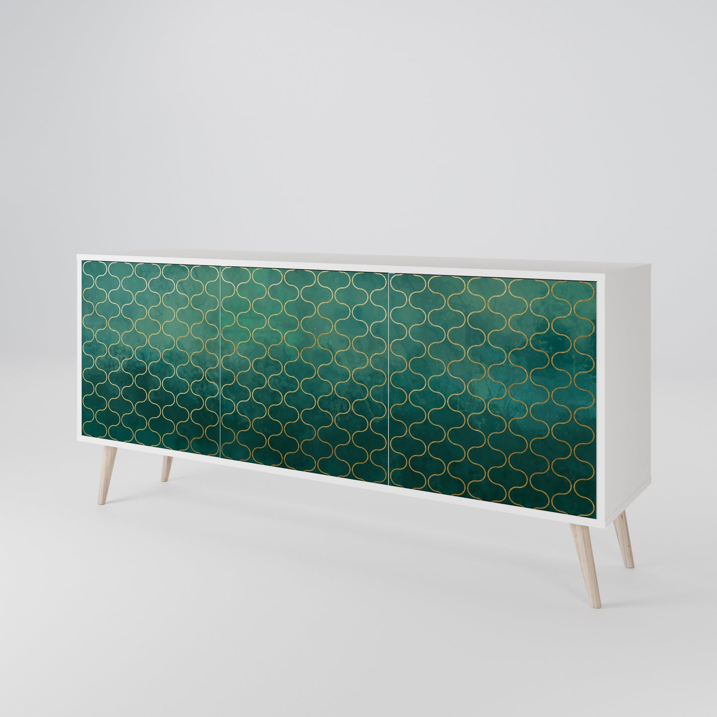 TESSELATED GREENERY Madia a 3 Ante in Finitura Bianca