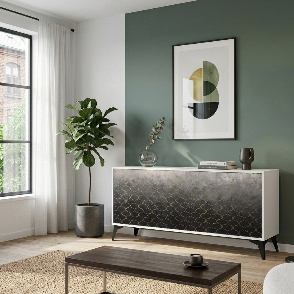 TESSELATED GRAYISH Madia a 3 Ante in Finitura Bianca
