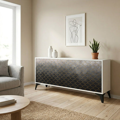 TESSELATED GRAYISH Madia a 3 Ante in Finitura Bianca
