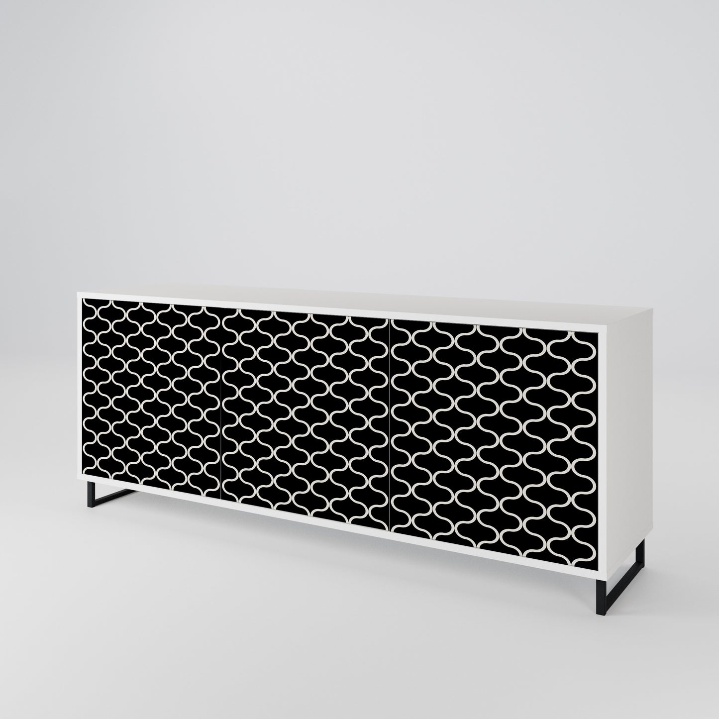 TESSELATED BLACKNESS Madia a 3 Ante in Finitura Bianca
