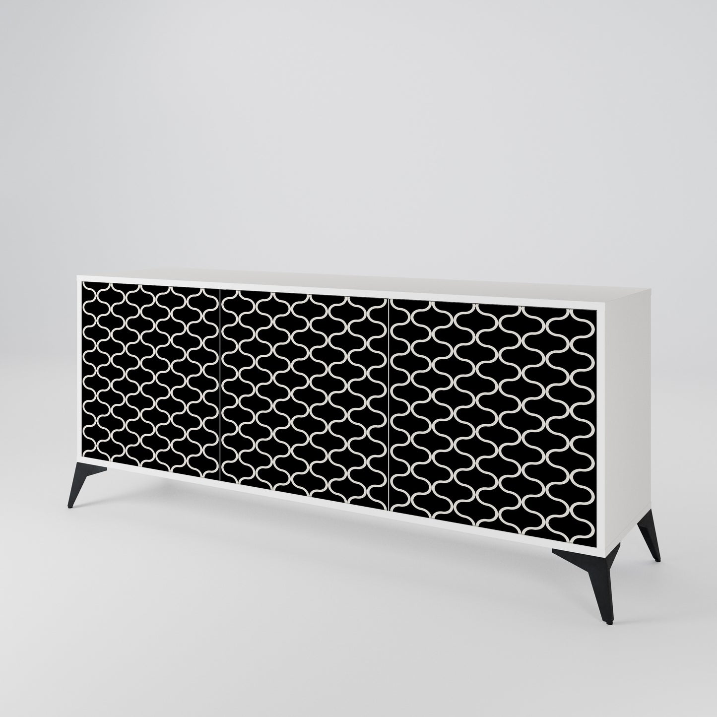 TESSELATED BLACKNESS Madia a 3 Ante in Finitura Bianca
