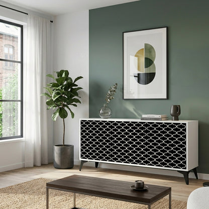 TESSELATED BLACKNESS Madia a 3 Ante in Finitura Bianca