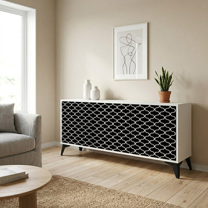 TESSELATED BLACKNESS Madia a 3 Ante in Finitura Bianca