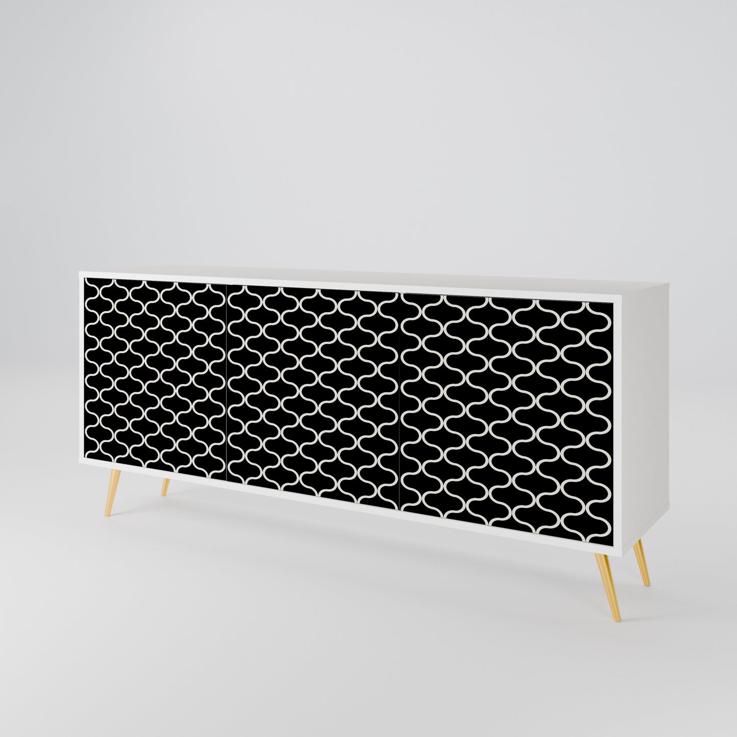 TESSELATED BLACKNESS Madia a 3 Ante in Finitura Bianca
