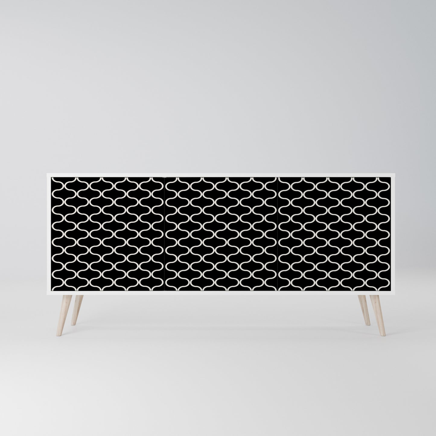 TESSELATED BLACKNESS Madia a 3 Ante in Finitura Bianca
