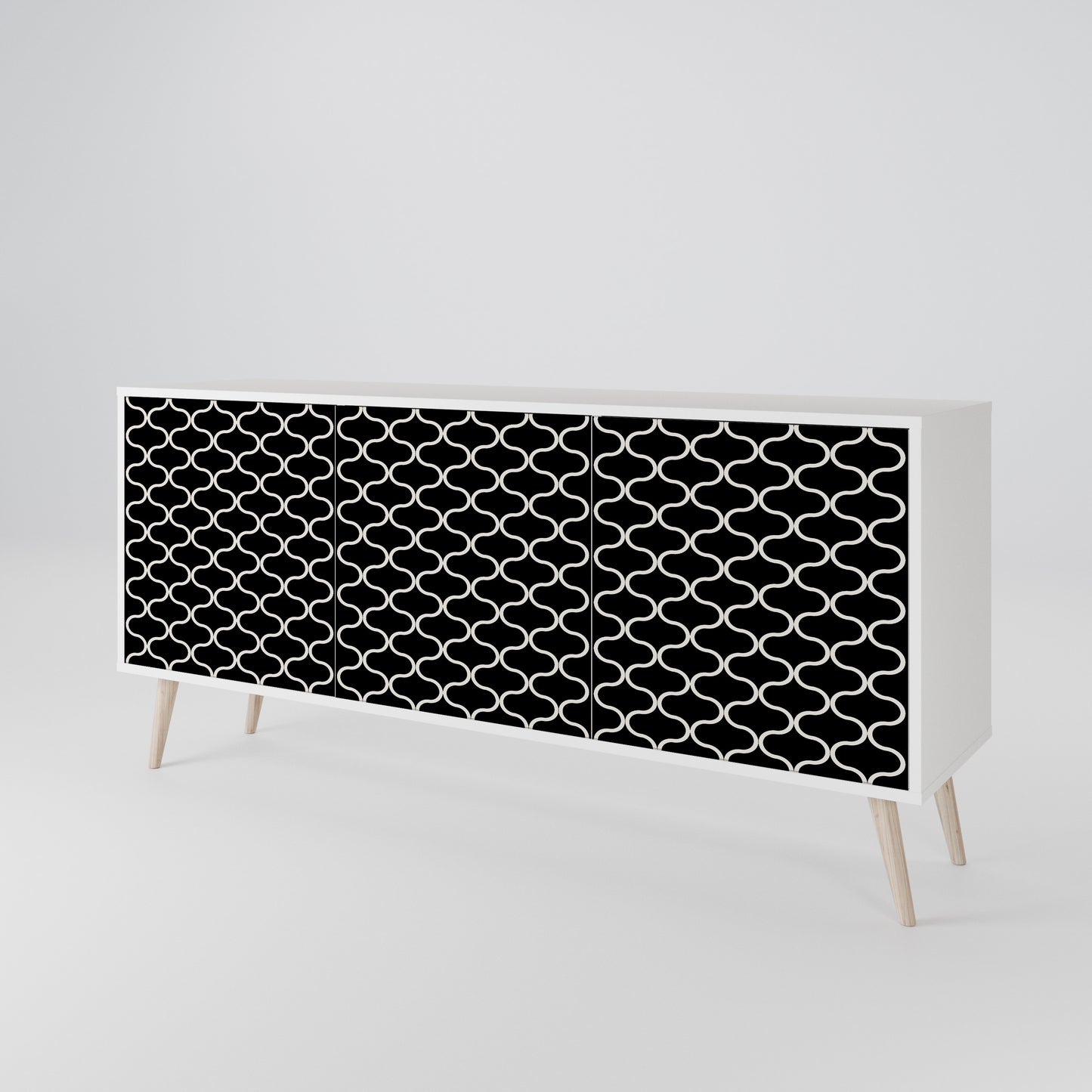 TESSELATED BLACKNESS Madia a 3 Ante in Finitura Bianca