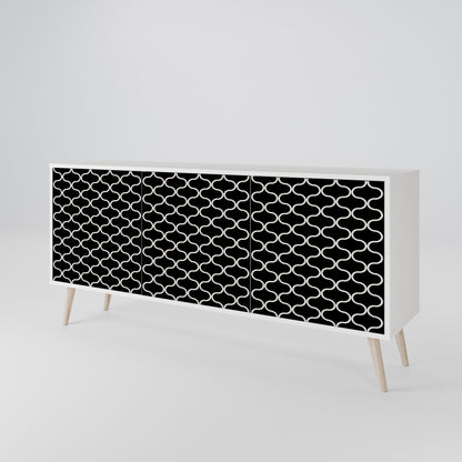 TESSELATED BLACKNESS Madia a 3 Ante in Finitura Bianca
