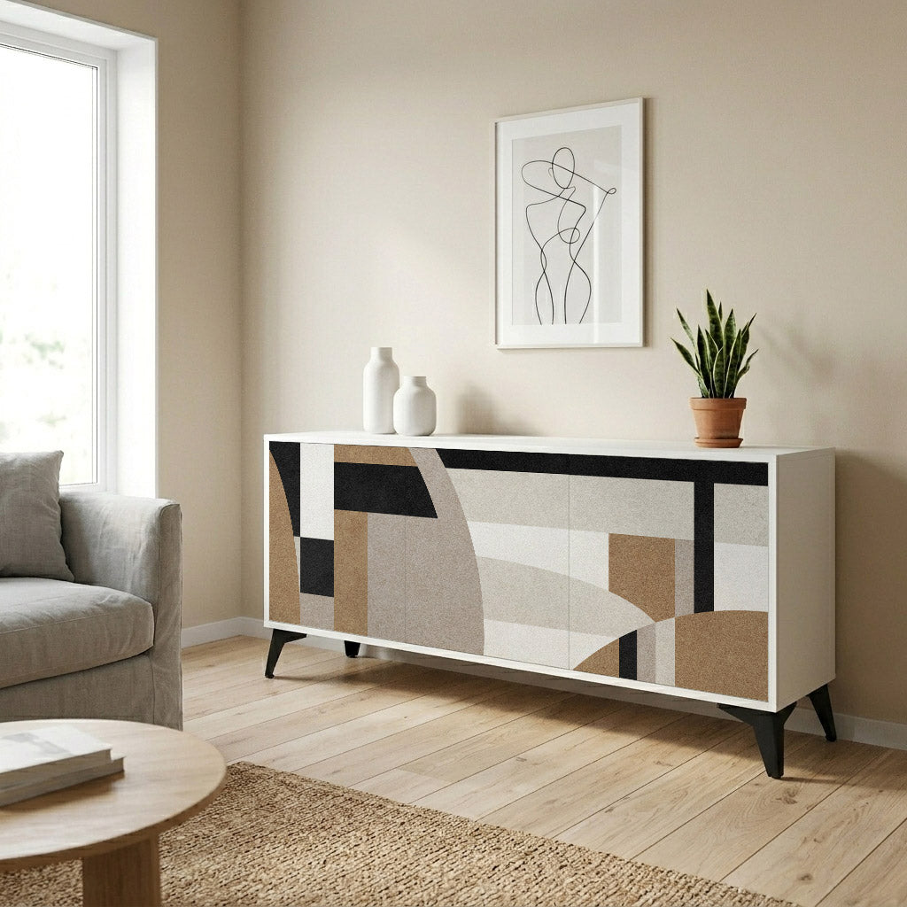 DELICATE MEMENTO 3-Door Sideboard in White Finish