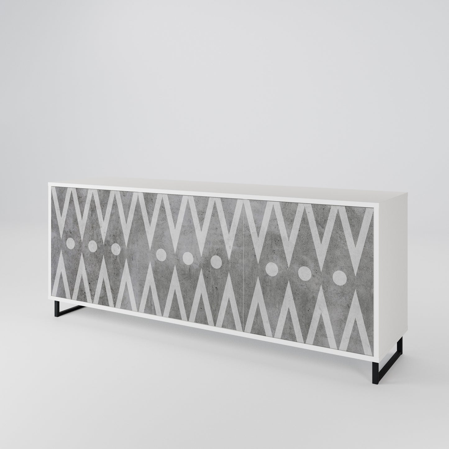 SHARP EDGES 3-Door Sideboard in White Finish