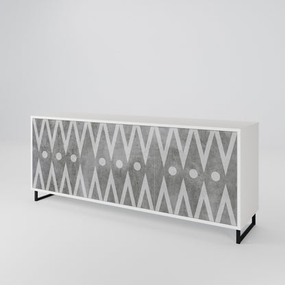 SHARP EDGES 3-Door Sideboard in White Finish