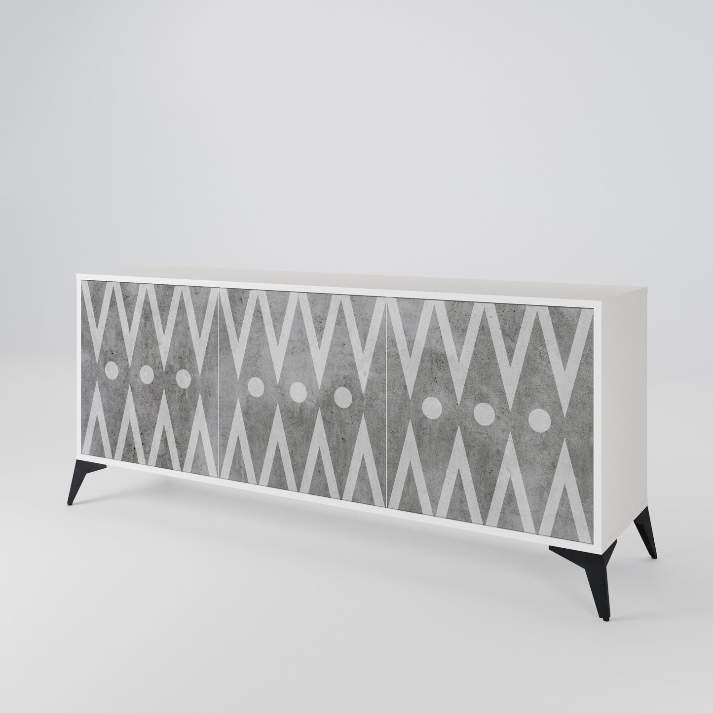 SHARP EDGES 3-Door Sideboard in White Finish