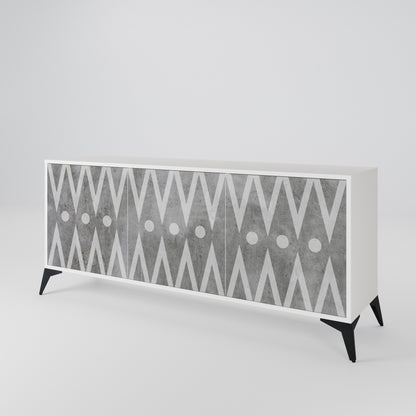 SHARP EDGES 3-Door Sideboard in White Finish