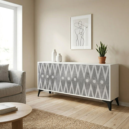 SHARP EDGES 3-Door Sideboard in White Finish
