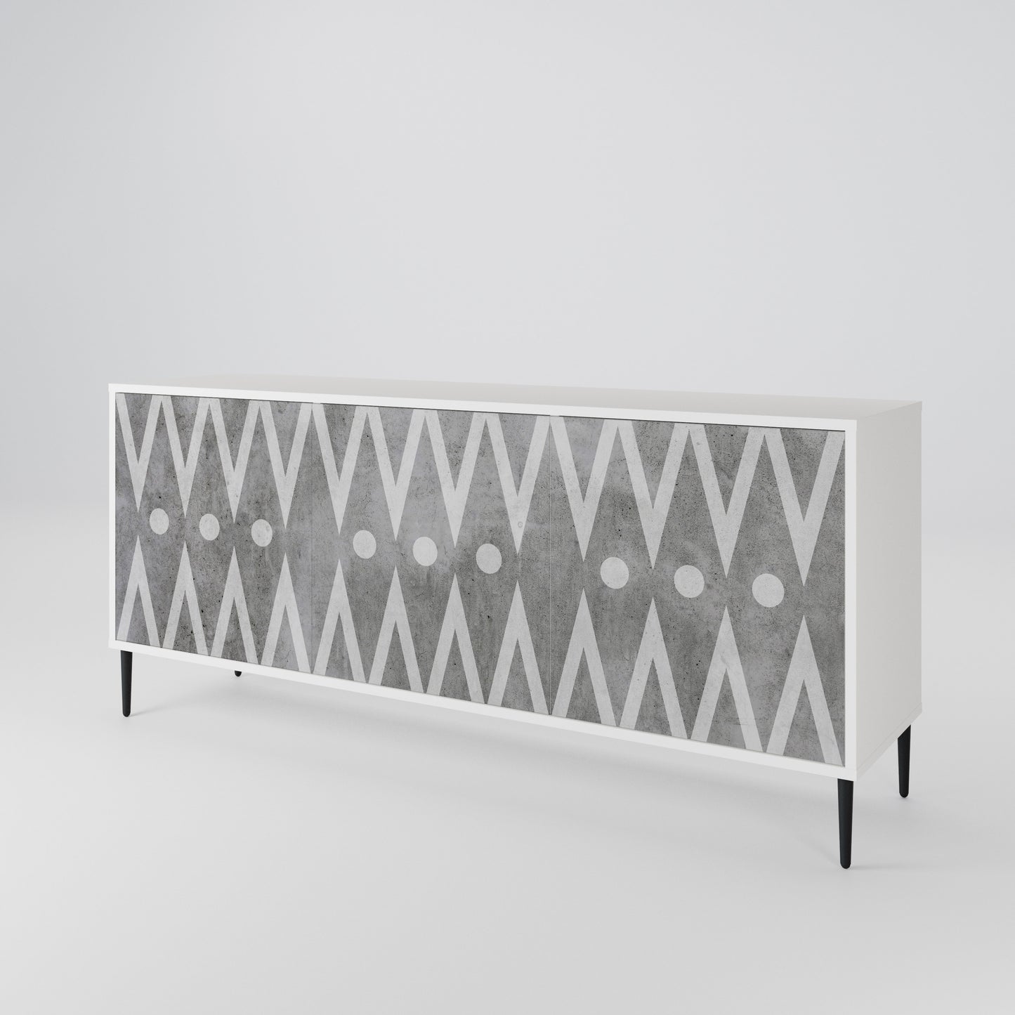 SHARP EDGES 3-Door Sideboard in White Finish