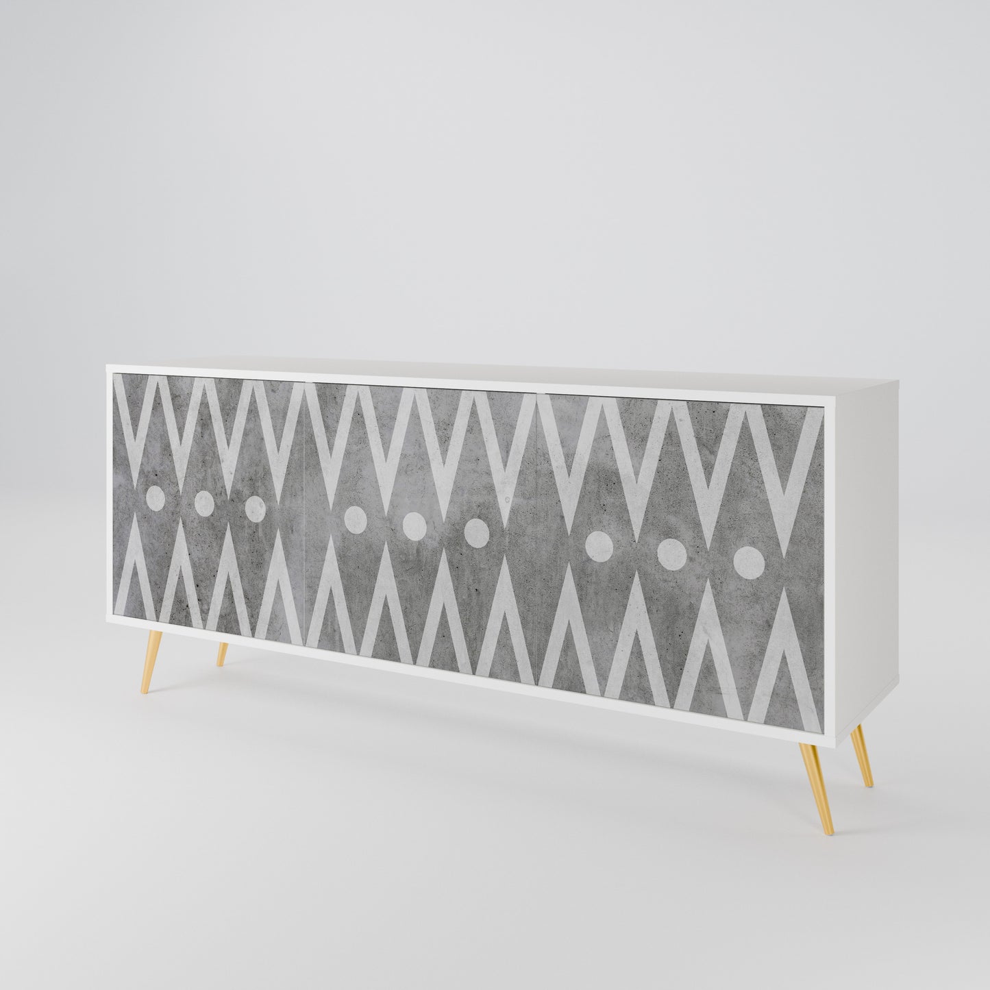 SHARP EDGES 3-Door Sideboard in White Finish