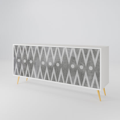 SHARP EDGES 3-Door Sideboard in White Finish