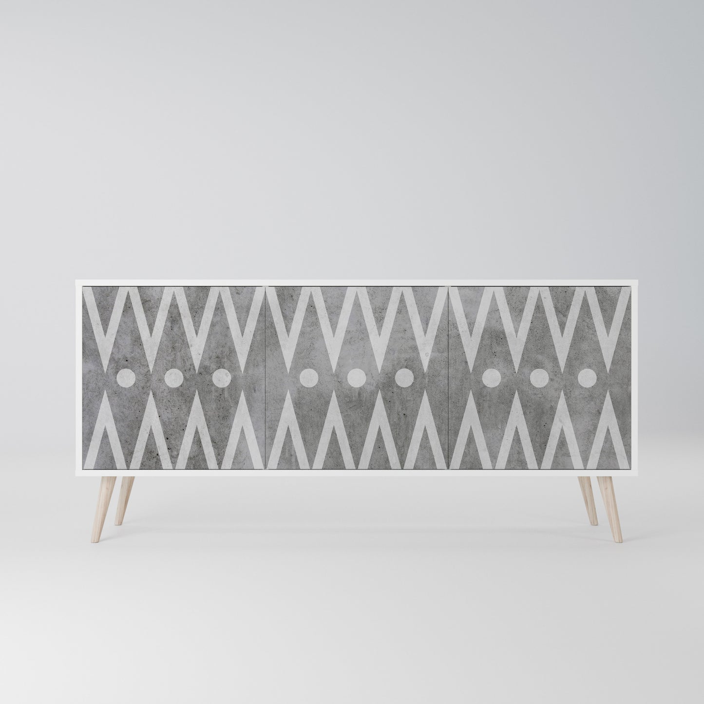 SHARP EDGES 3-Door Sideboard in White Finish