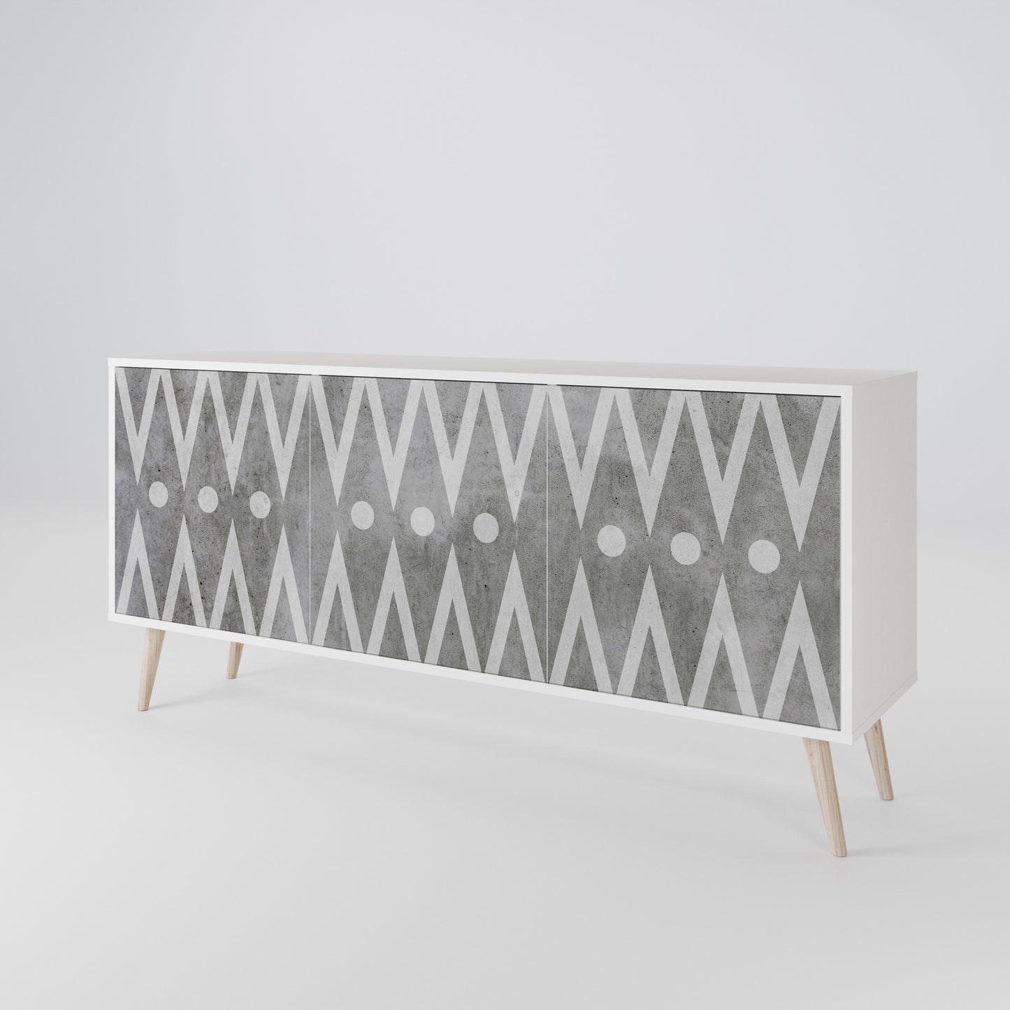 SHARP EDGES 3-Door Sideboard in White Finish