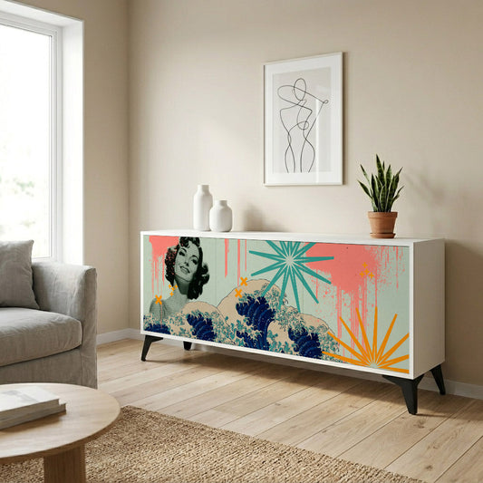 KANAGAWA BEAUTY 3-Door Sideboard in White Finish