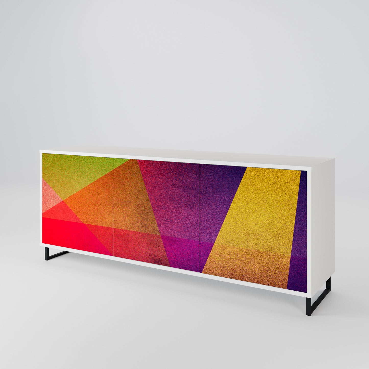 VIVID GEOMETRY Madia a 3 Ante in Finitura Bianca