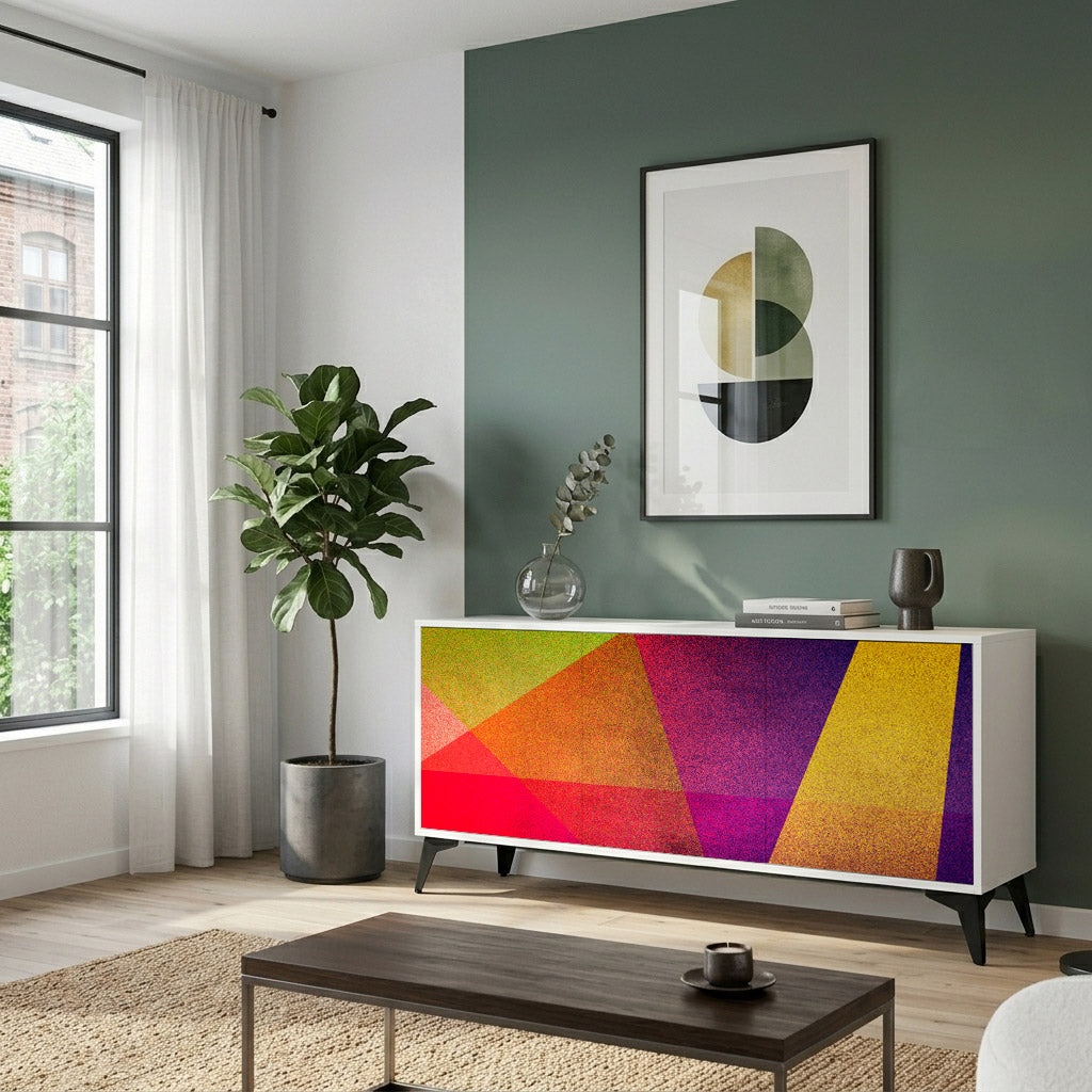 VIVID GEOMETRY Madia a 3 Ante in Finitura Bianca