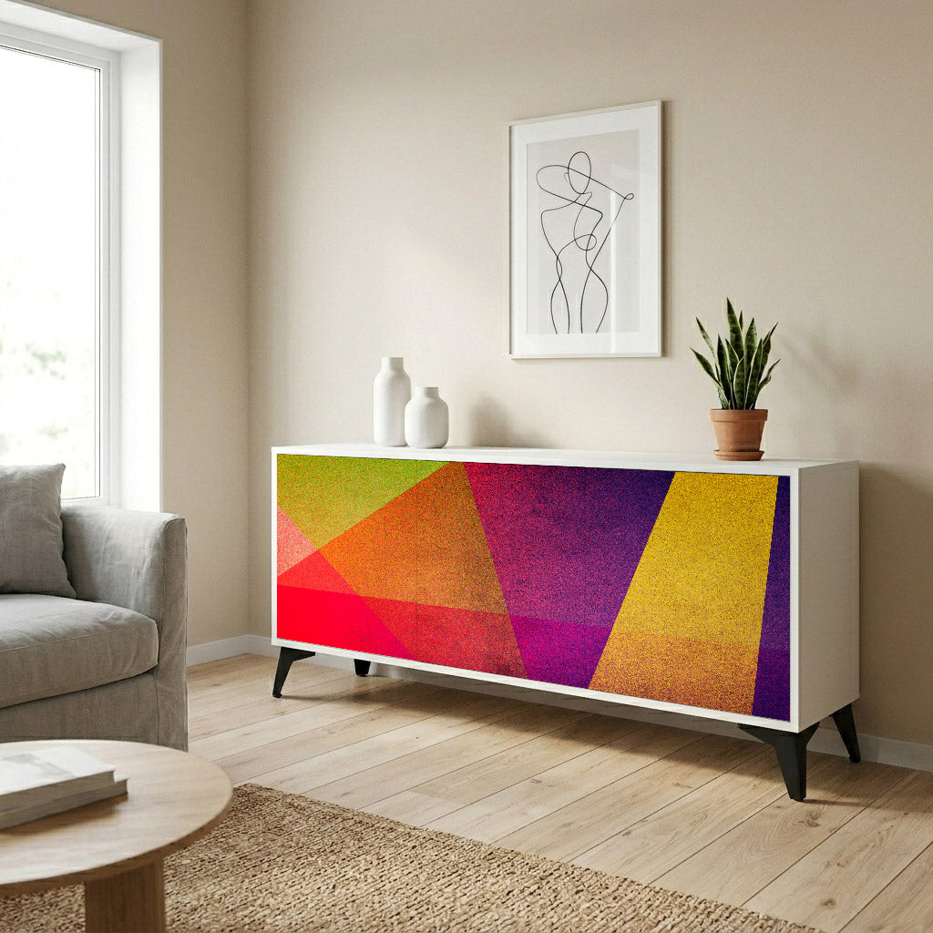 VIVID GEOMETRY Madia a 3 Ante in Finitura Bianca