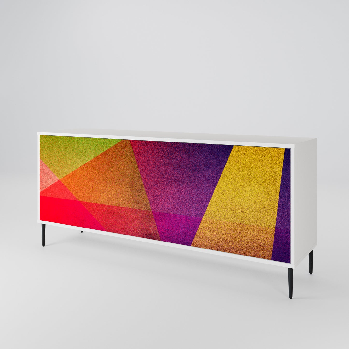 VIVID GEOMETRY Madia a 3 Ante in Finitura Bianca