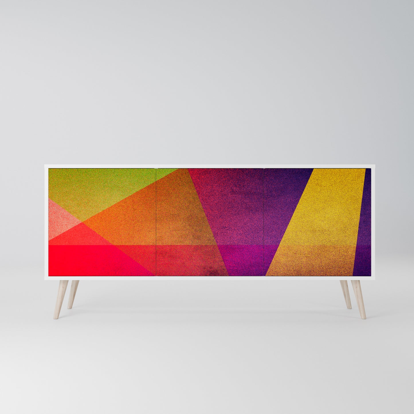 VIVID GEOMETRY Madia a 3 Ante in Finitura Bianca