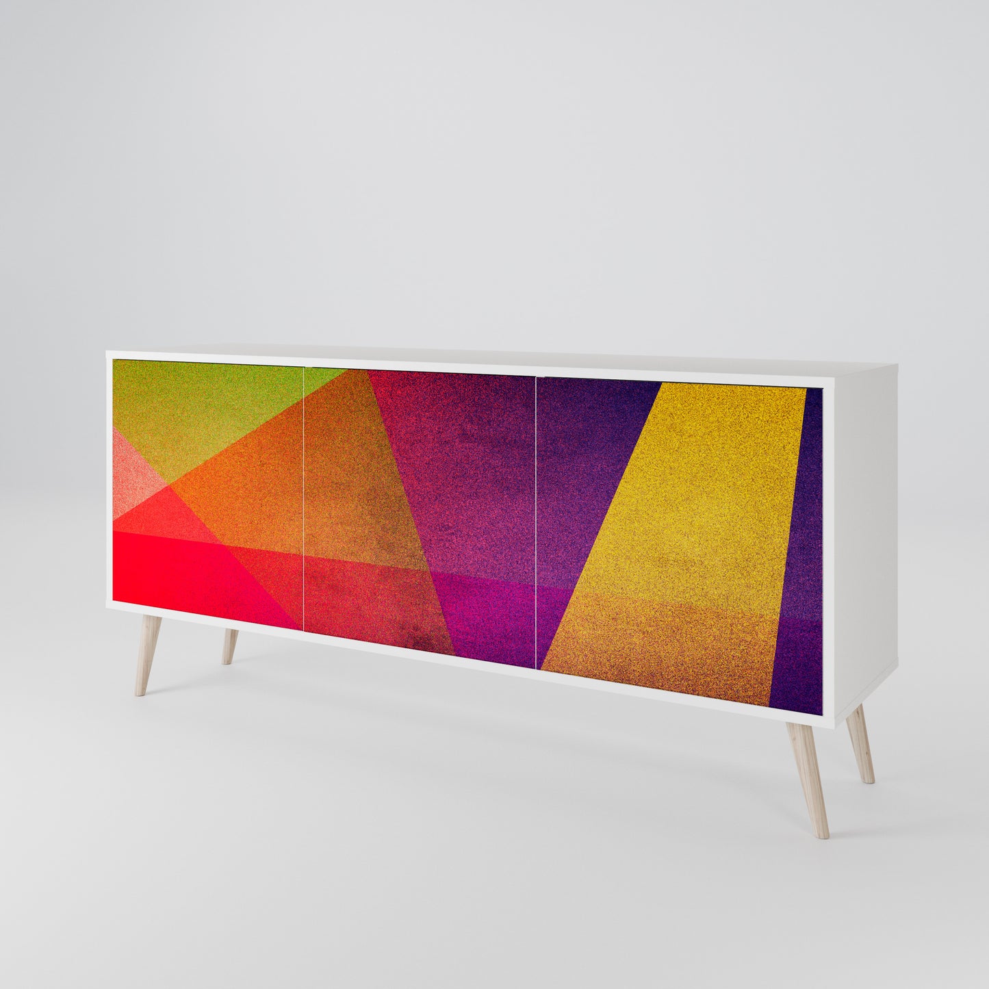 VIVID GEOMETRY Madia a 3 Ante in Finitura Bianca