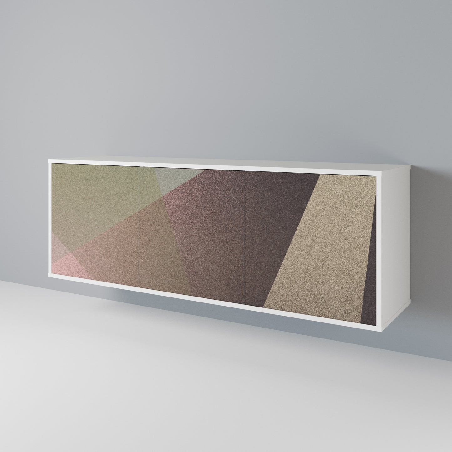 BEIGE GEOMETRY Madia a 3 Ante in Finitura Bianca