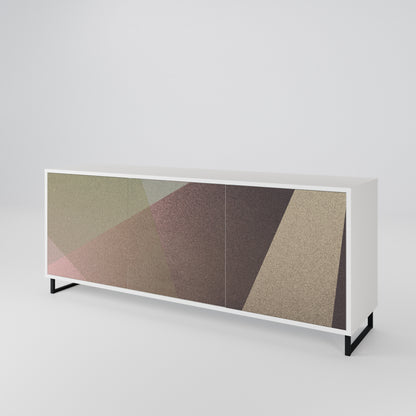 BEIGE GEOMETRY Madia a 3 Ante in Finitura Bianca