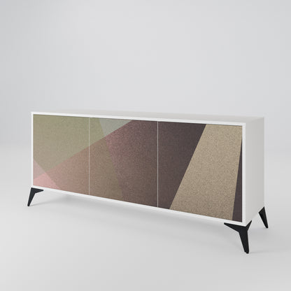 BEIGE GEOMETRY Madia a 3 Ante in Finitura Bianca