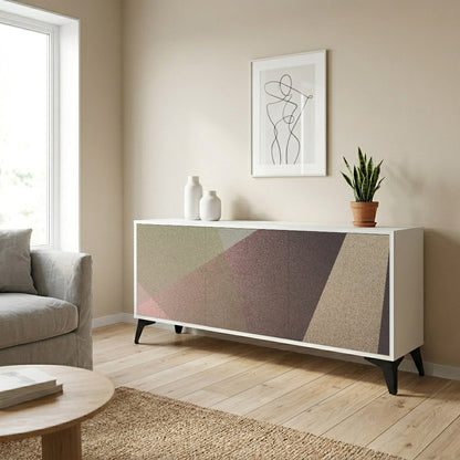 BEIGE GEOMETRY Madia a 3 Ante in Finitura Bianca
