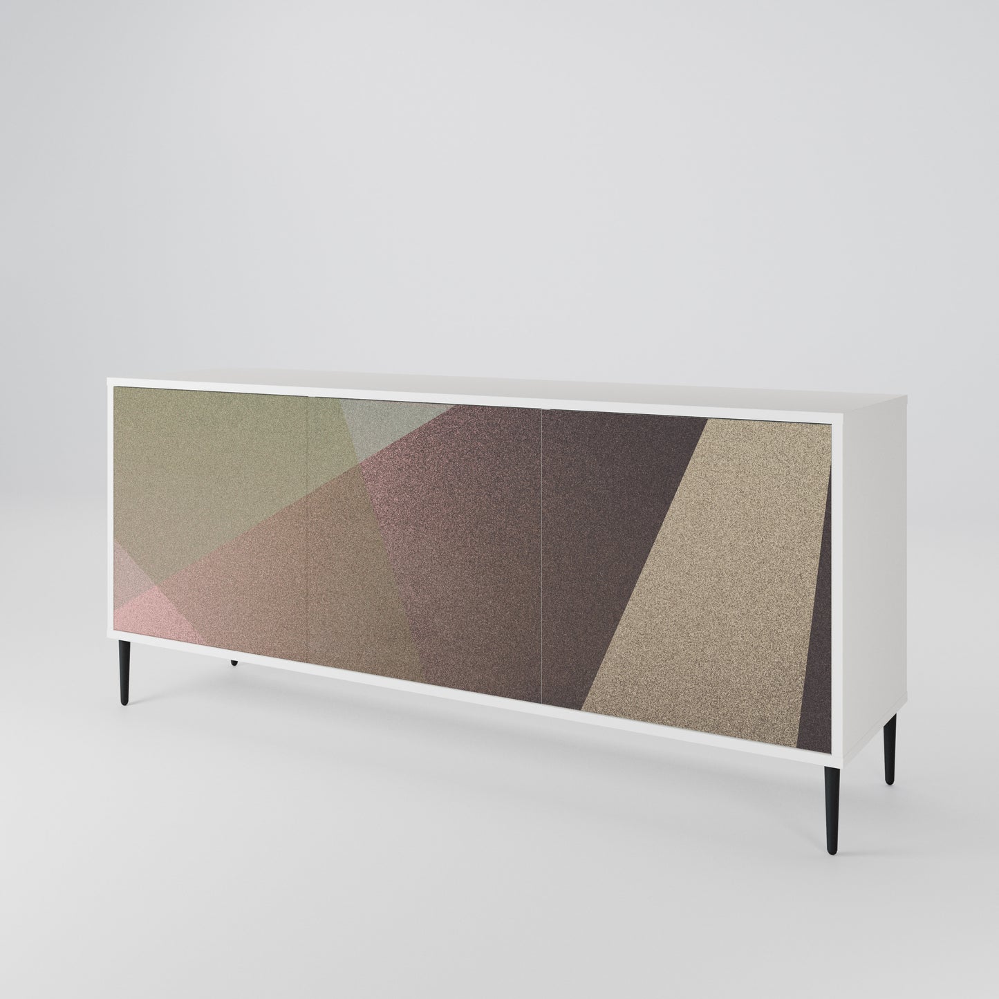 BEIGE GEOMETRY Madia a 3 Ante in Finitura Bianca