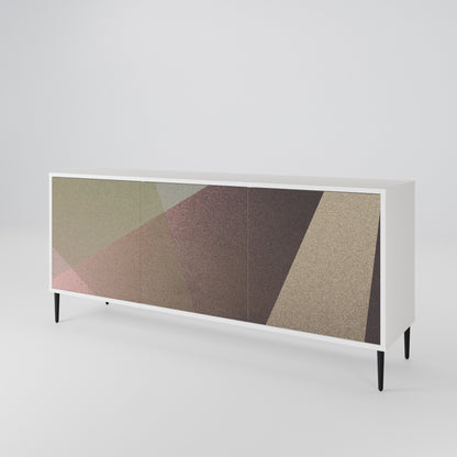 BEIGE GEOMETRY Madia a 3 Ante in Finitura Bianca