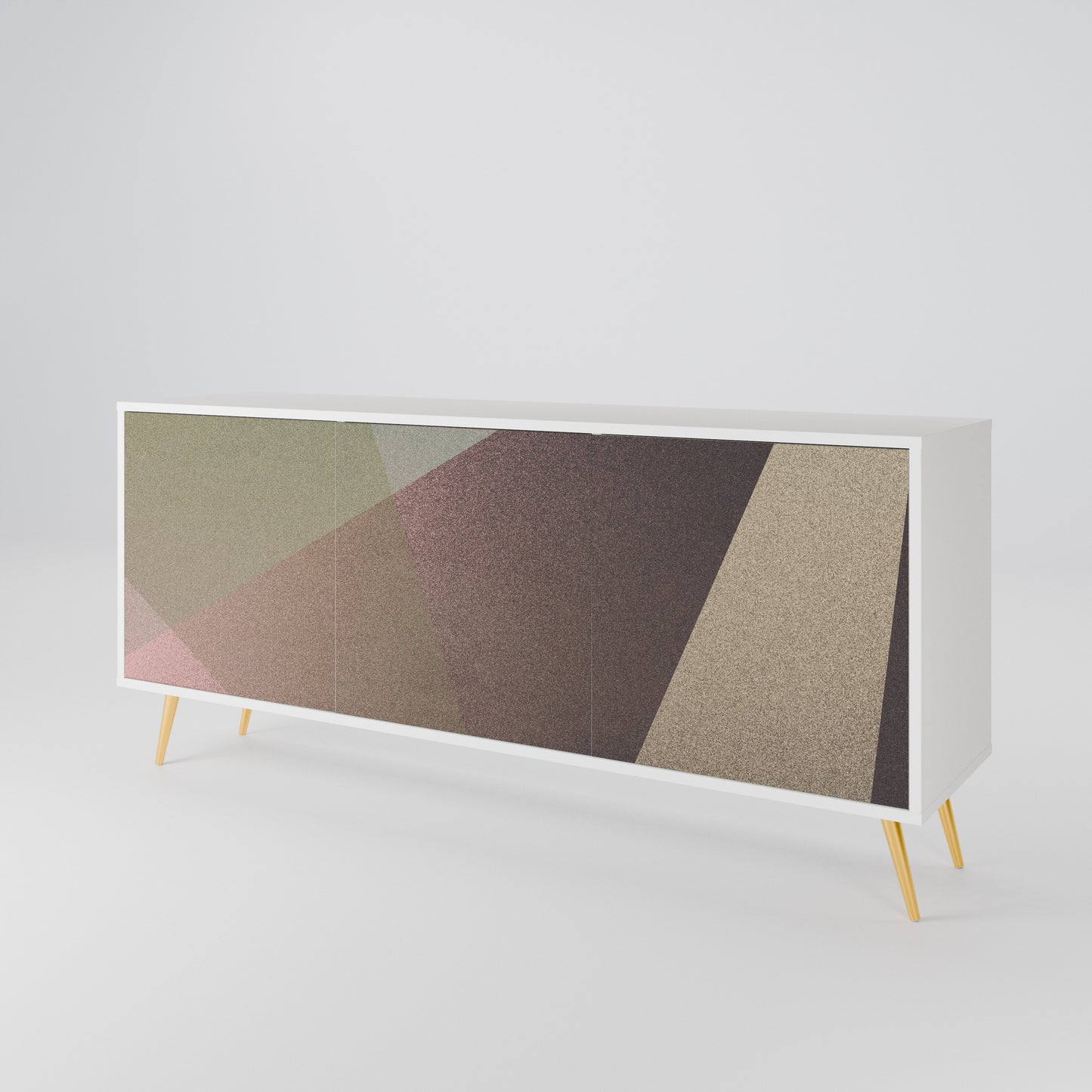 BEIGE GEOMETRY Madia a 3 Ante in Finitura Bianca