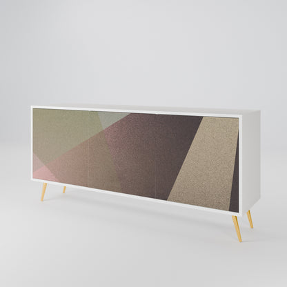 BEIGE GEOMETRY Madia a 3 Ante in Finitura Bianca