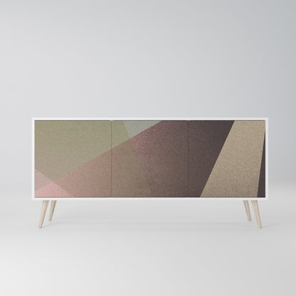BEIGE GEOMETRY Madia a 3 Ante in Finitura Bianca